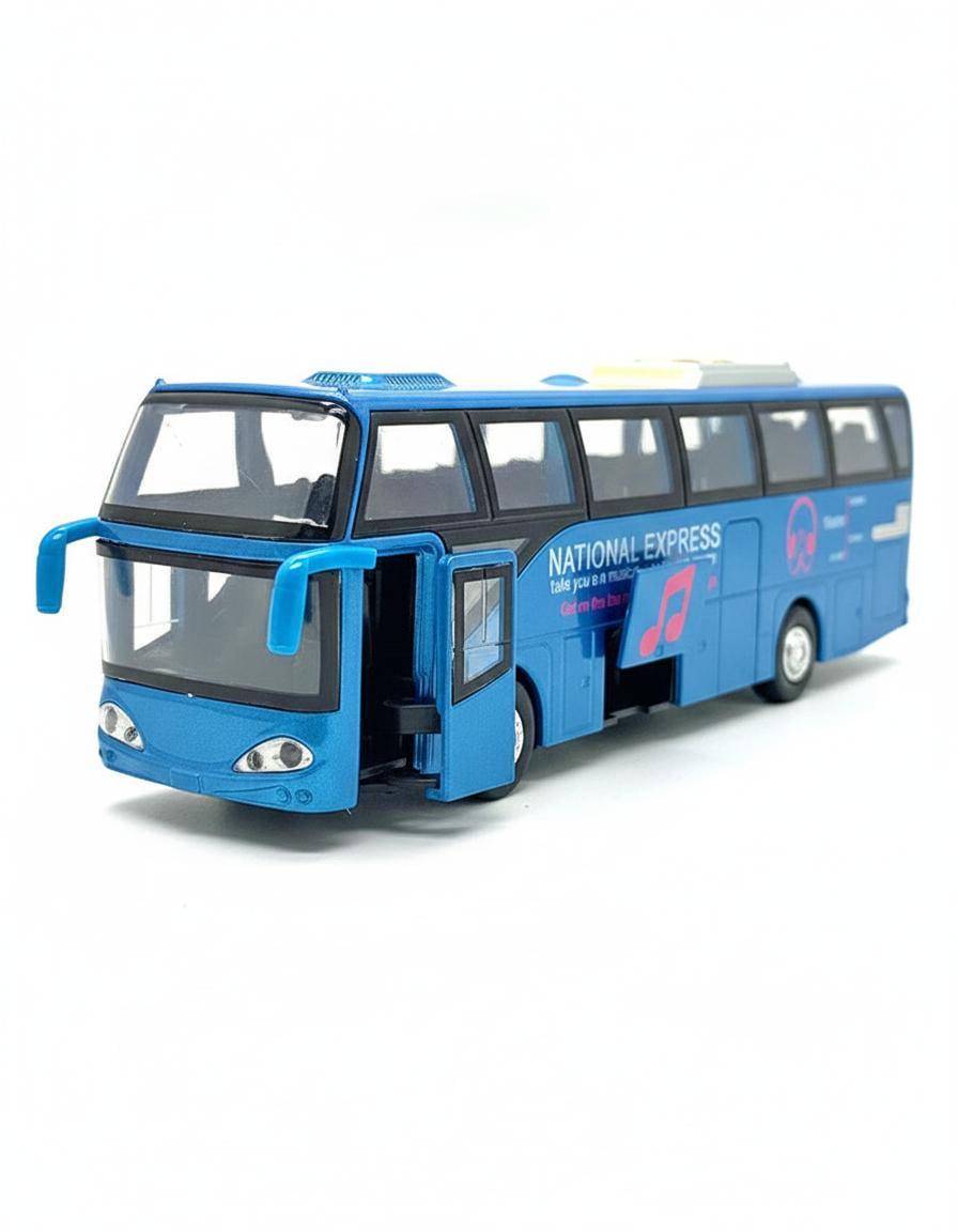 Коллекционная модель автобуса Туристический National Express металл инерционный свет и звук Синий Коллекционная модель автобуса Туристический National Express металл инерционный свет и звук Синий