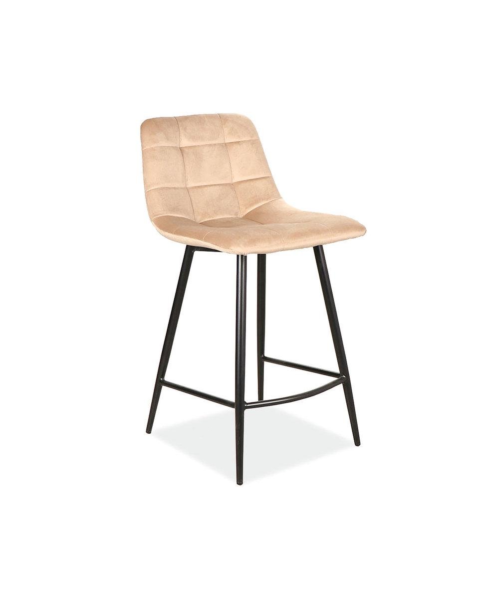 Полубарный стул MILA H-2 Velvet Черный/Бежевый (MILAH2VCBE)