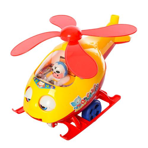 Каталка вертолет Metr+ на палке 24 см Желтый (0302)