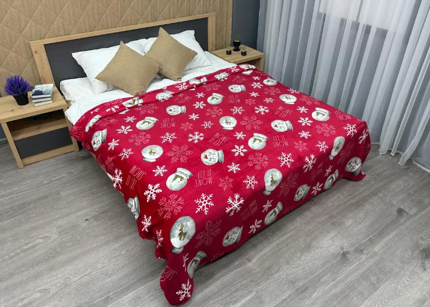 Покривало велсофт з різдвяним принтом Decorator WellSoft 150х210 см Червоний (87-173) - фото 2