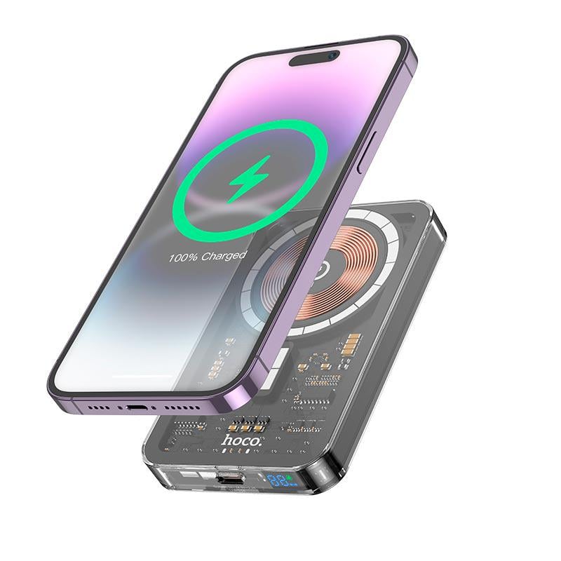 Повербанк Hoco Ice Crystal magnetic fast charging Q14 5000 mAh Type-C QC/PD 20W 3 A Black (588011) - фото 2 Повербанк Hoco Ice Crystal magnetic fast charging Q14 5000 mAh Type-C QC/PD 20W 3 A Black (588011) - фото 2