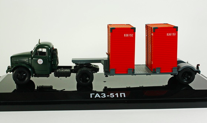 Игрушка ГАЗ-51П с полуприцепом и контейнерами ДИП масштабная модель 1:43 90103-ДИП