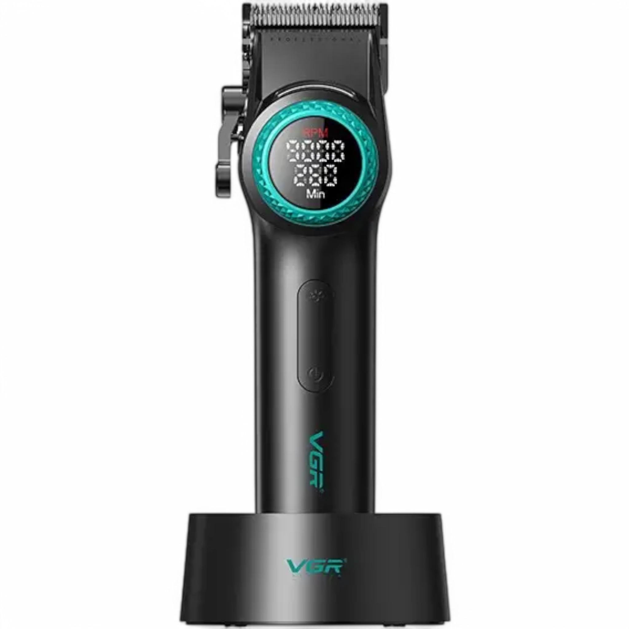 Машинка для стрижки аккумуляторная Сlipper VGR V-001 10 насадок 4600 mAh LED light LED display Black (M_V-001Black)