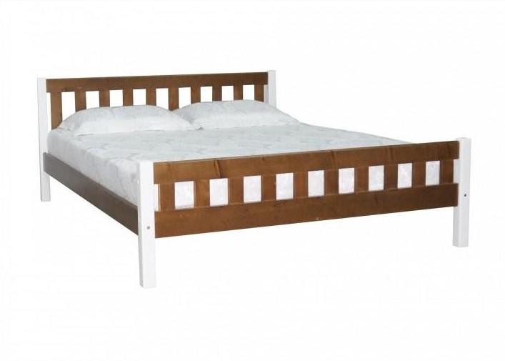 Кровать двуспальная деревянная Скиф Л-250 160х200 см Дуб/Белый