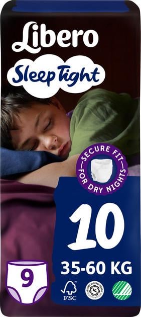 Подгузники-трусики для детей Libero Sleep Tight 10 35-60 кг 9 шт. (2661376791)