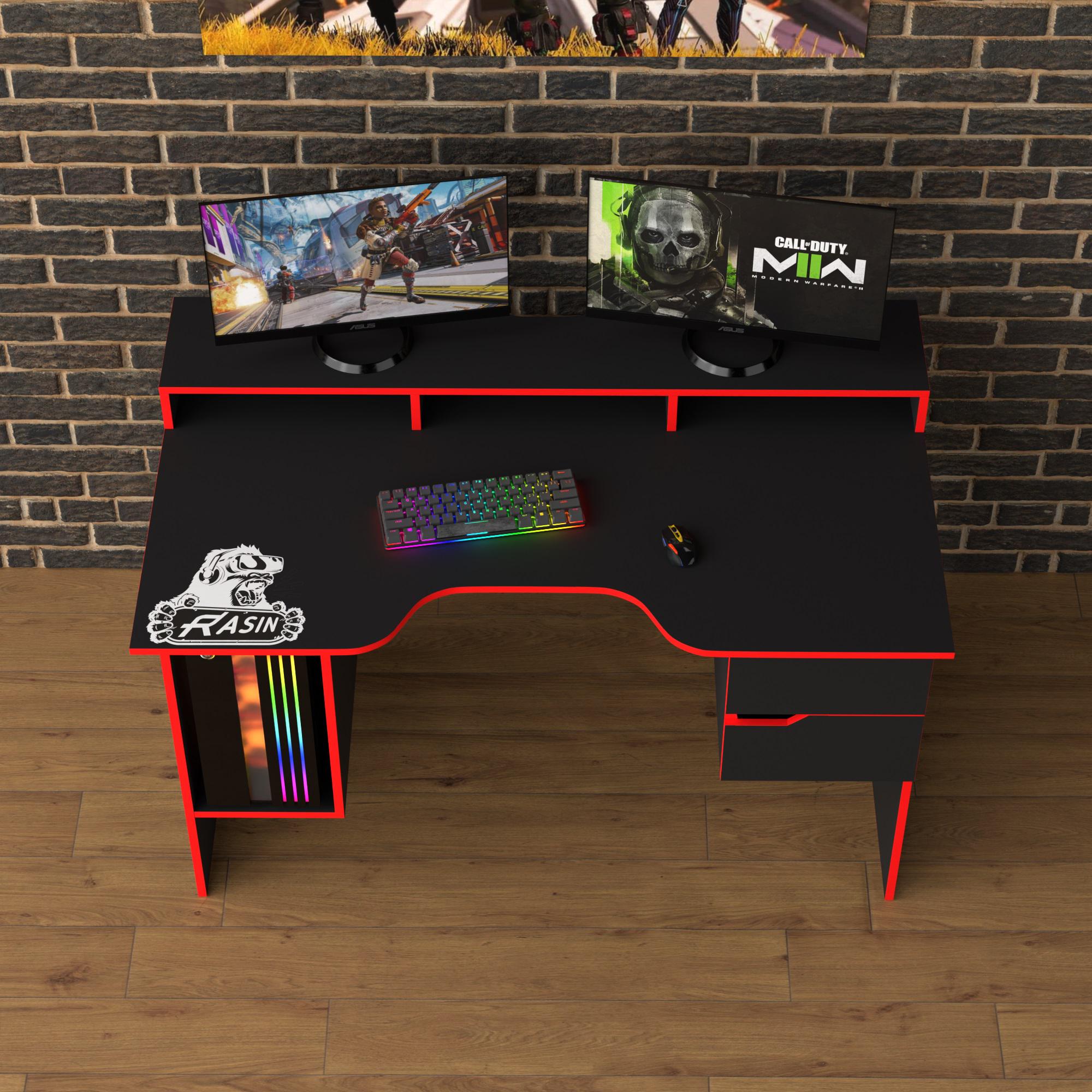 Геймерський стіл Тіса-меблі Rasin RS-10 140х80х88 см Чорний/Червоний - фото 2 Геймерський стіл Тіса-меблі Rasin RS-10 140х80х88 см Чорний/Червоний - фото 2