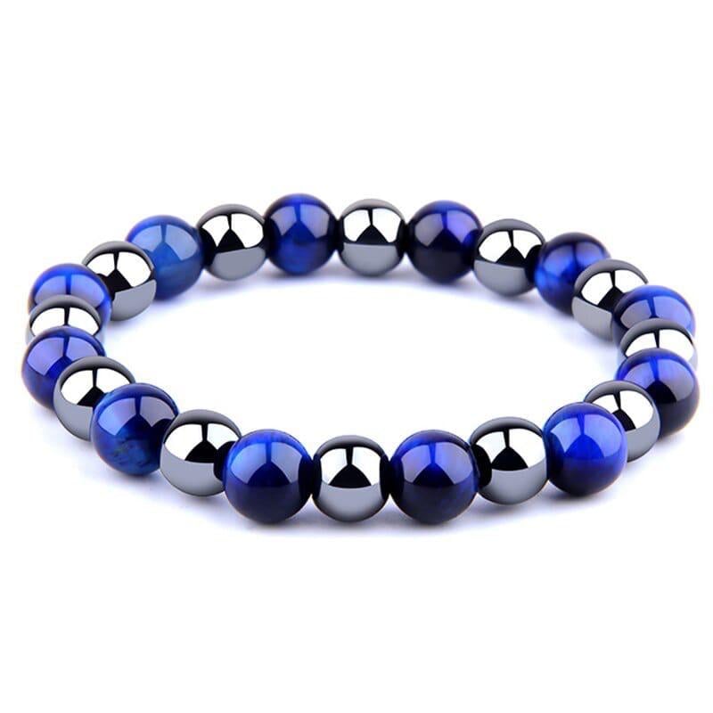 Браслет з гематиту та тигрового ока р. 16 (80079)