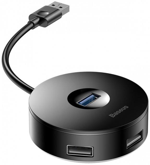 Адаптер Hub Baseus Round Box USB 3.0/3хUSB 2.0/microUSB Black - фото 3