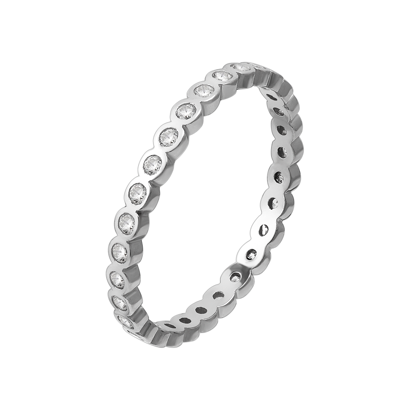Каблучка срібна з маленькими білими фіанітами р. 18