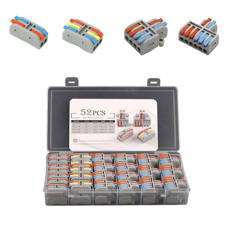 Набор клемм Tactix 4 вида 008-4 мм2 32А проходная разветвитель 52 шт. Разноцветный (CT22GRM-52box)