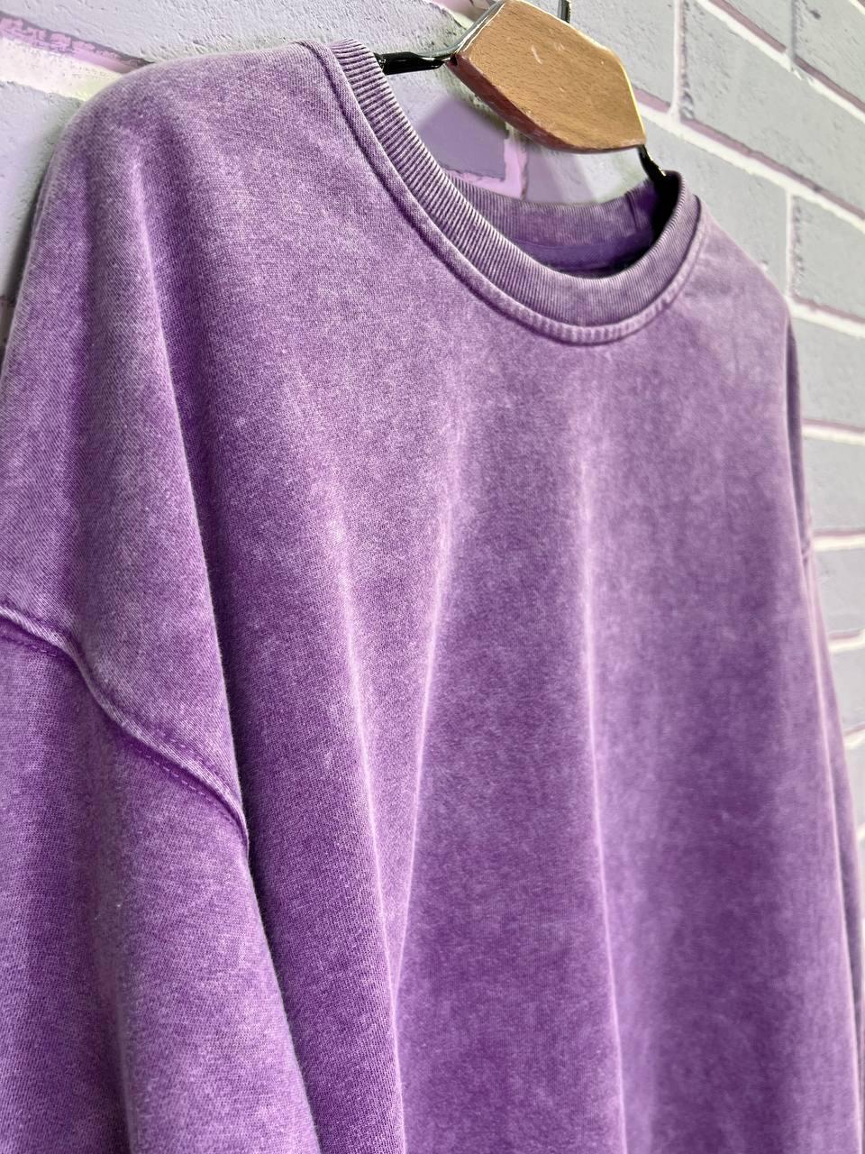 Світшот жіночий A-N 25027 вільний крій варений тай-дай середня довжина OS Фіолетовий (3378) - фото 8