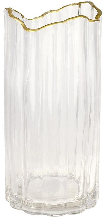 Ваза скляна Гетсбі з золотою облямівкою 12х25 см