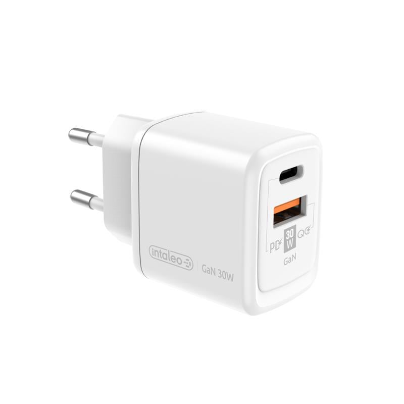 Зарядное устройство сетевое Intaleo TCG30GAN USB-C PD/USB-A QC 3.0 30 Вт White (1283126578274)