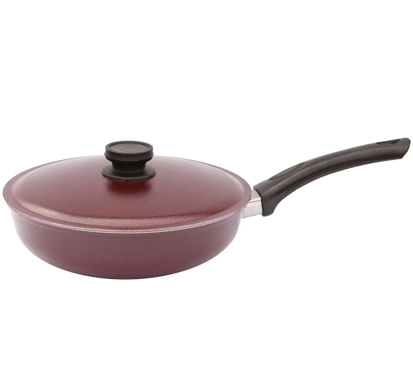 Сковорода алюминиевая с ровным дном и крышкой Биол 28 см (А283Д) - фото 3 Сковорода алюминиевая с ровным дном и крышкой Биол 28 см (А283Д) - фото 3