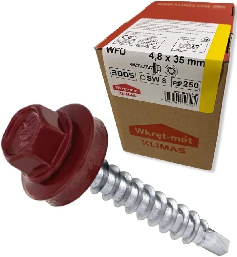 Саморез Wkret-Met для крепления металлического профиля к деревянным конструкциям 250 шт. SDF 4.8x35 (3005)