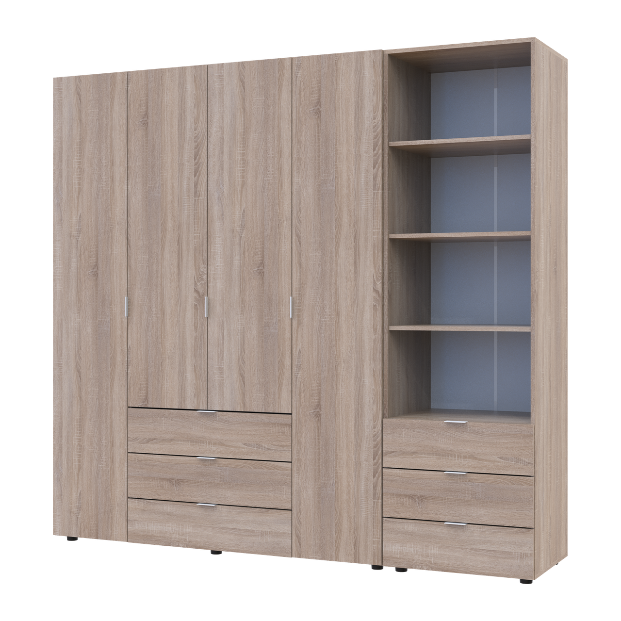 Шкаф для одежды Doros Гелар 4 ДСП с пеналом 215х49,5х203,4 см Дуб сонома (42005182)