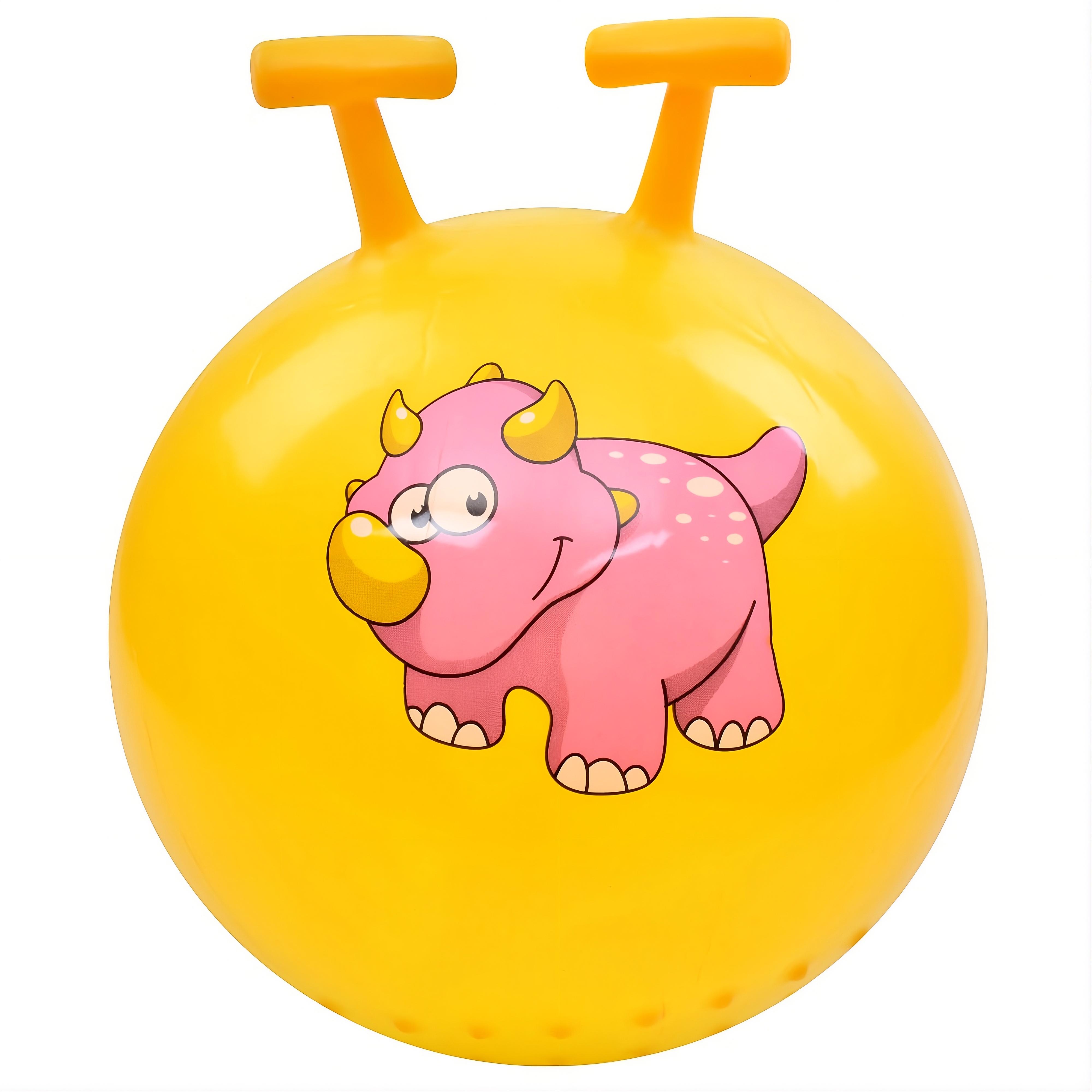 Фитнес мяч детский MS 3723-1 с рожками 45 см 380-400 г с рисунком динозавра Желтый (33677565)