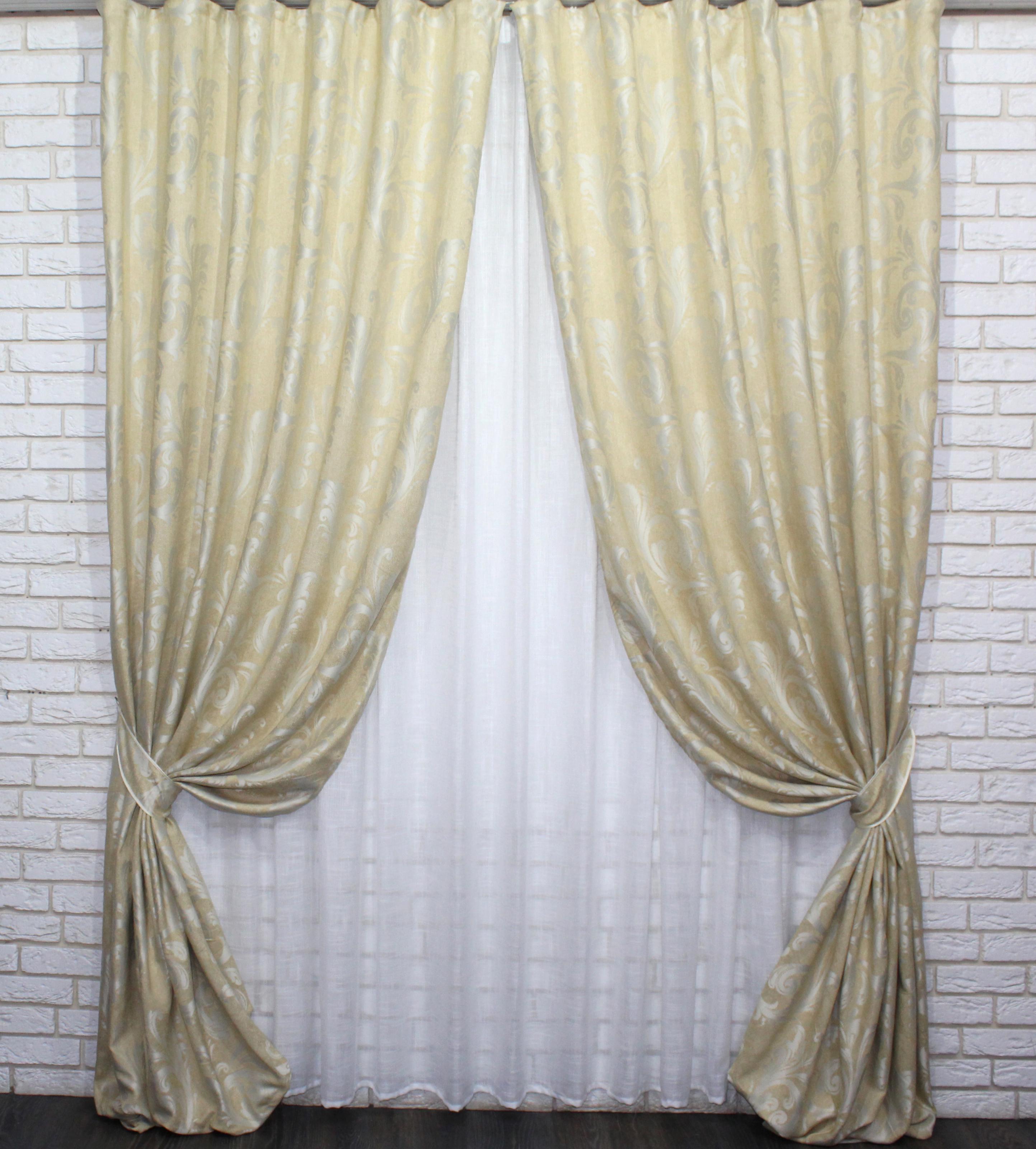 Комплект штор VR-Textil Лилия № 845ш лен 150х270 см 2 шт. Желтый (30-634) Комплект штор VR-Textil Лилия № 845ш лен 150х270 см 2 шт. Желтый (30-634)