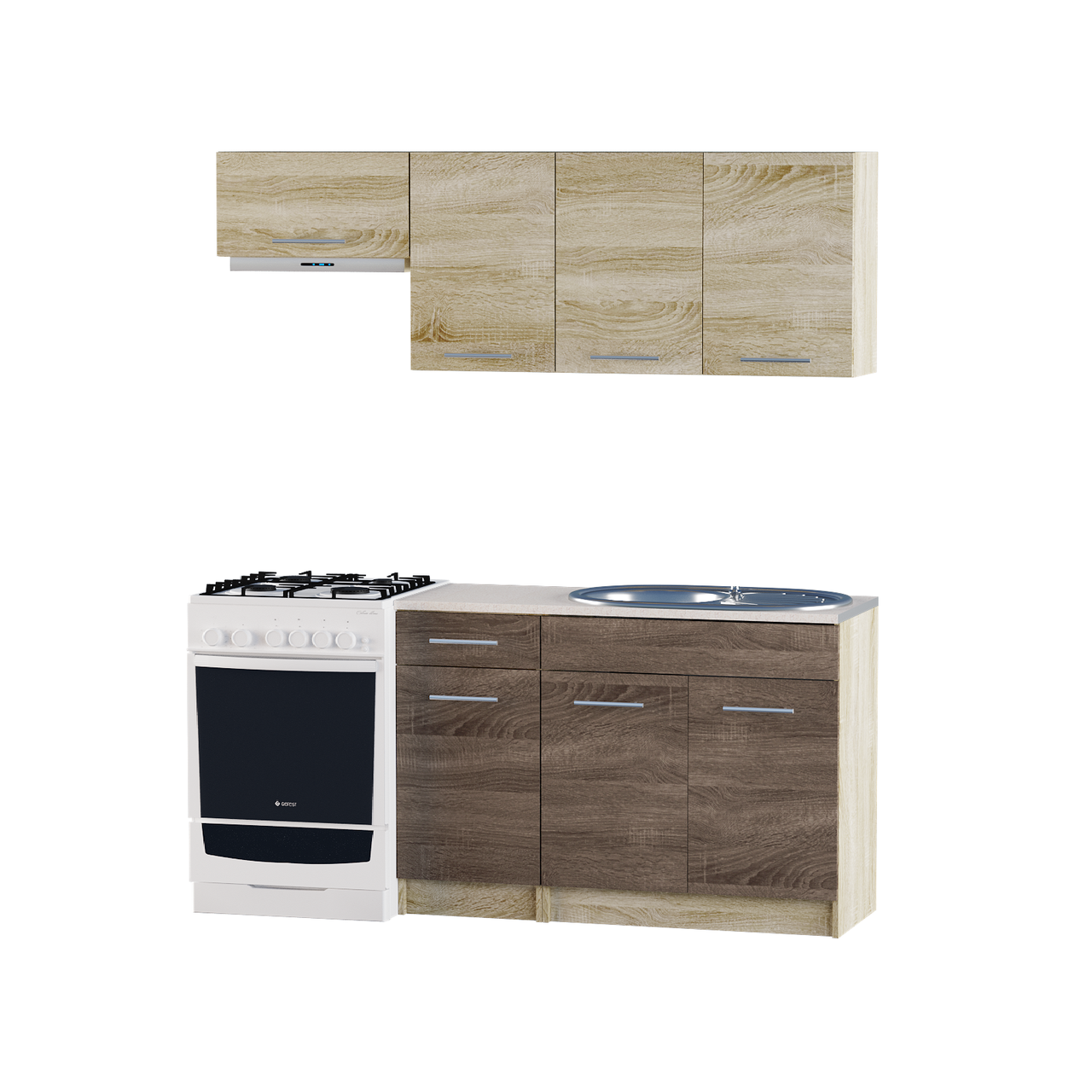 Кухня Еверест ЭКО-1800 без столешницы 1,8 м Сонома/Трюфель (ЕК-27112.01)