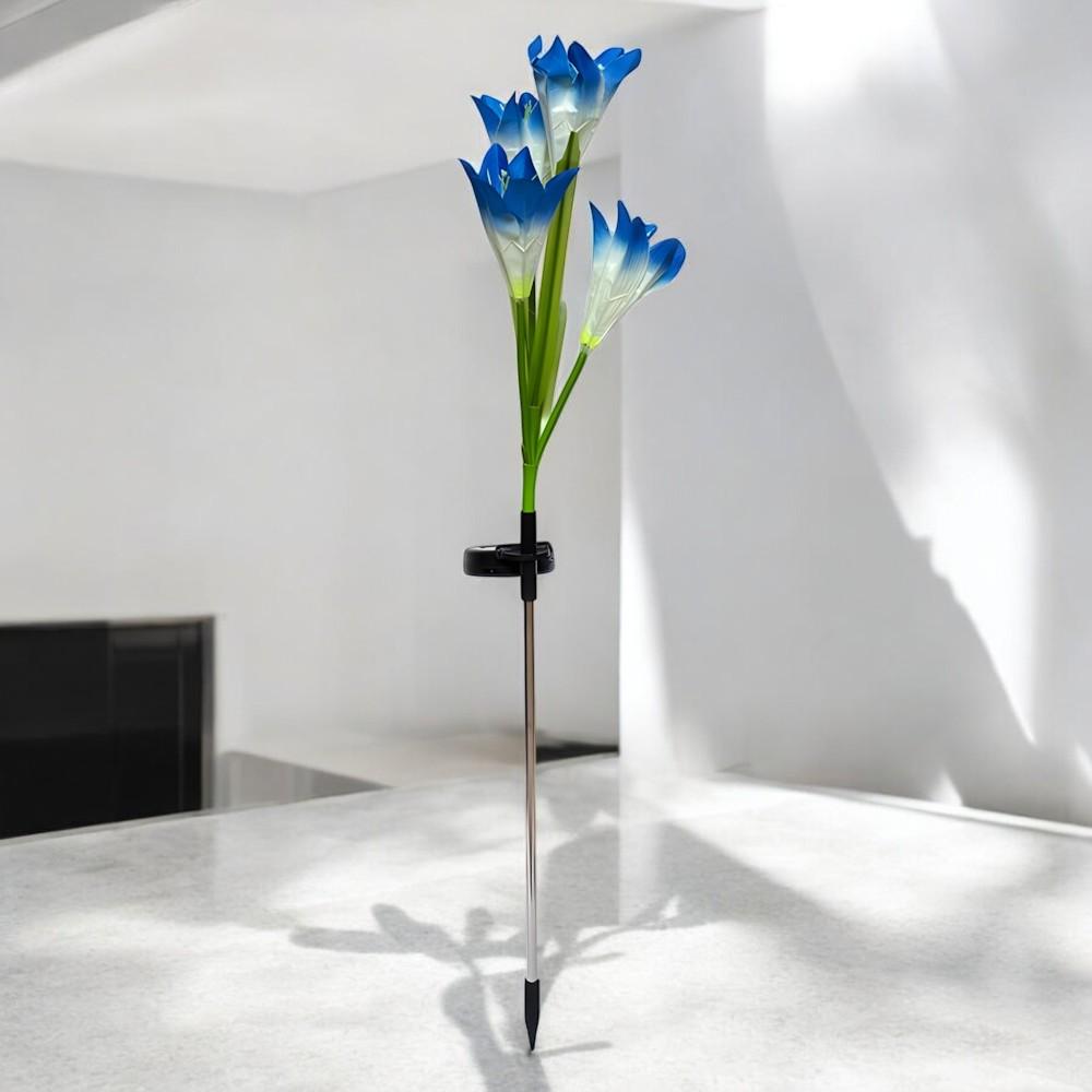 Садовий ліхтар на сонячній батареї Лілія 74 см Синій - фото 10