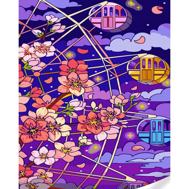 Картина за номерами Strateg Преміум Казкове колесо з лаком 40х50 см (GS768)