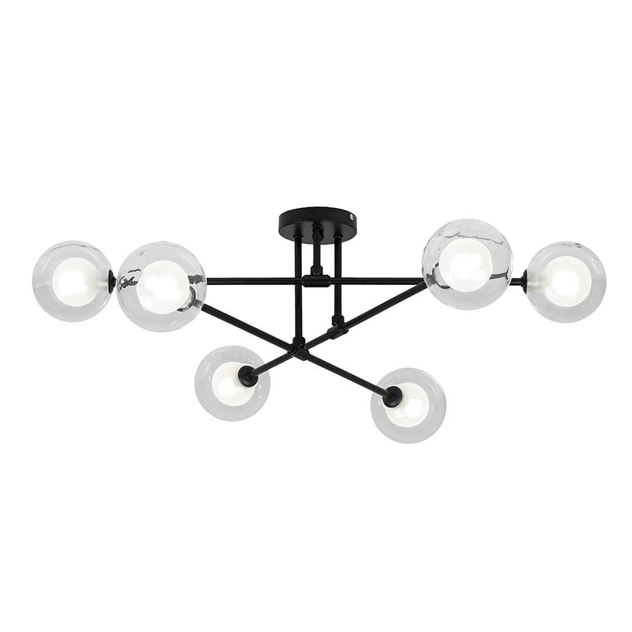 Люстра молекула потолочная Levistella 752X100F-6 BK/CLWH плафон прозрачный с белым Черный