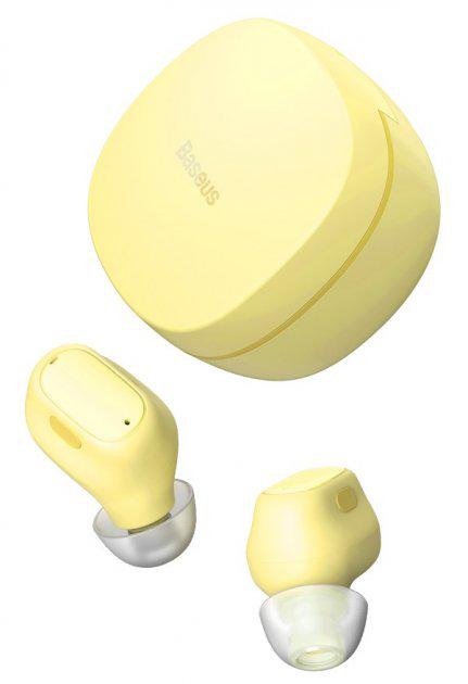 Навушники BLUETOOTH BASEUS Encok True Wireless Earphones WM01 5Hours, BT5.0, 40mAh/300mAh| (NGWM01-0Y) yellow - фото 1