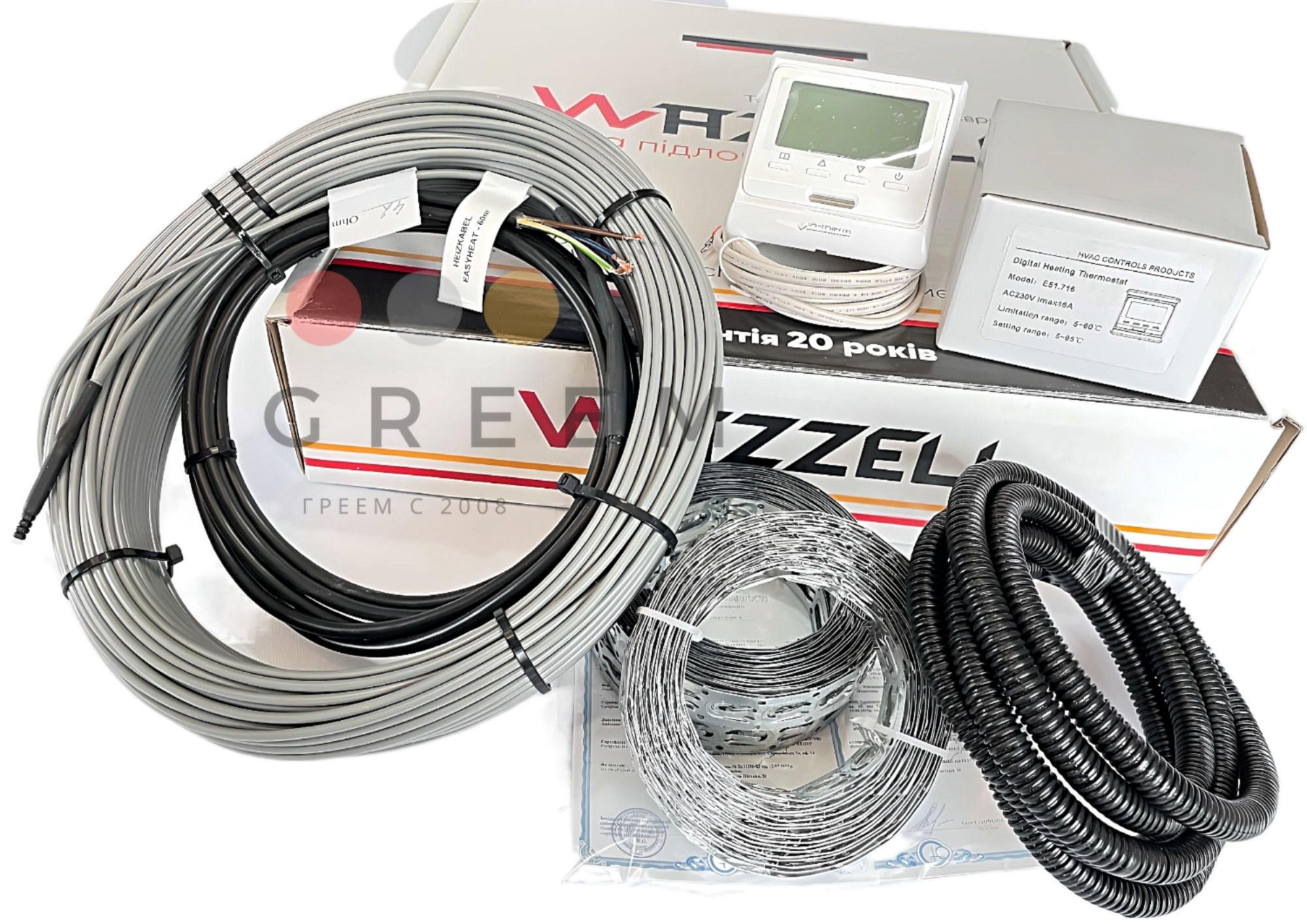 ᐉ Комплект теплый пол Wazzell + термостат программированный 60 м /6-9 м2