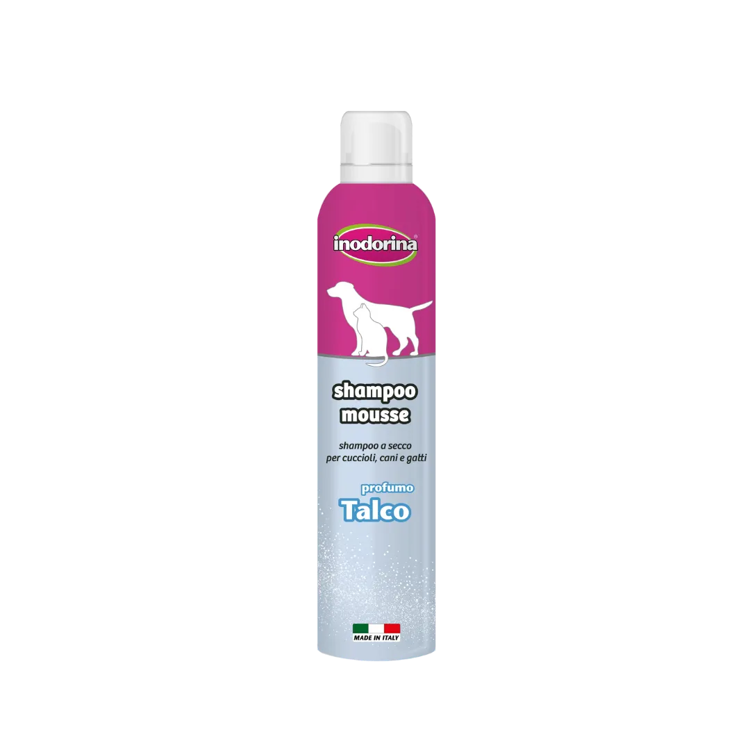 Шампунь-мус для собак и кошек всех пород с тальком Inodorina Shampoo Mousse Talco 300 мл