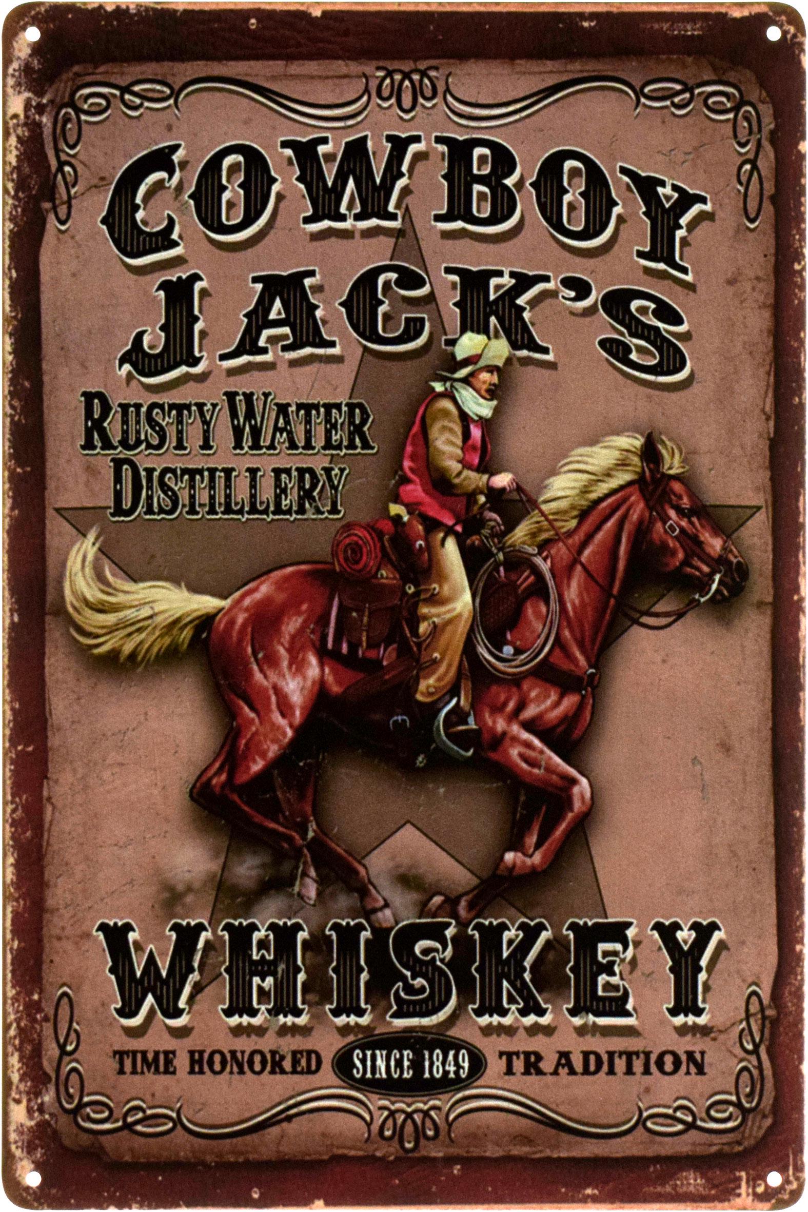 Металлическая табличка Виски/Whiskey Cowboy Jack's 20x30 см