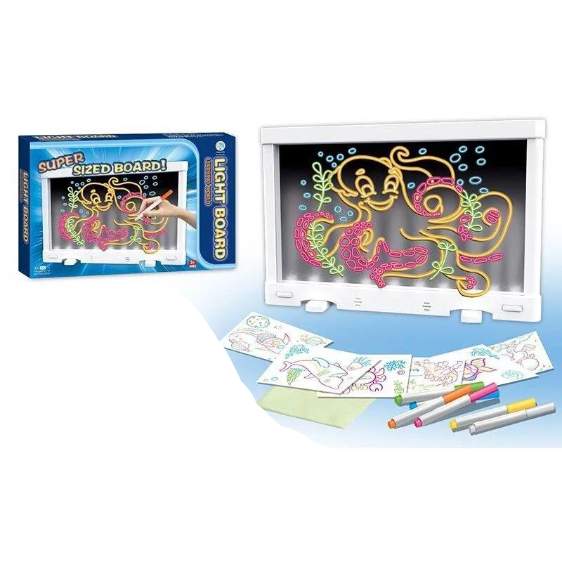 Доска для рисования YM 19 36/2 подсветки/6 маркеров/6 двусторонних трафаретов (166430) Доска для рисования YM 19 36/2 подсветки/6 маркеров/6 двусторонних трафаретов (166430)