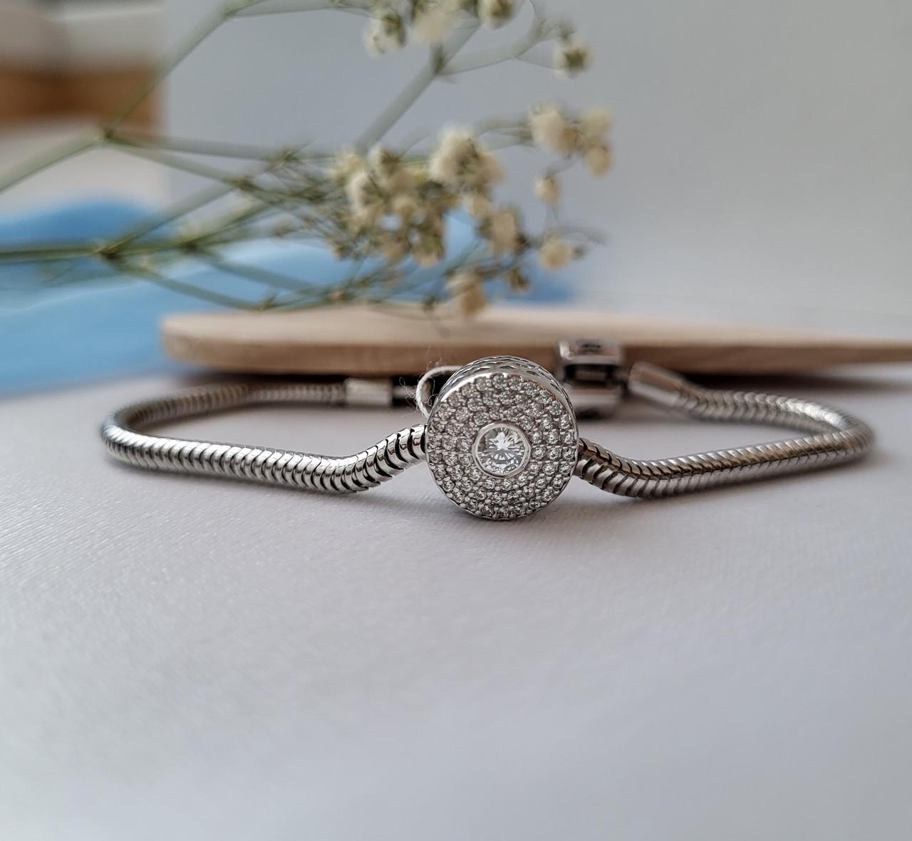 Шарм на браслет Кругла у каменях срібло 925 проби 3,10 г (31126)