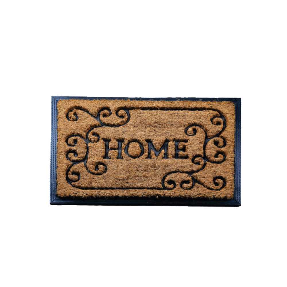 Придверный кокосовый коврик Дом на резиновой основе 400х600 мм