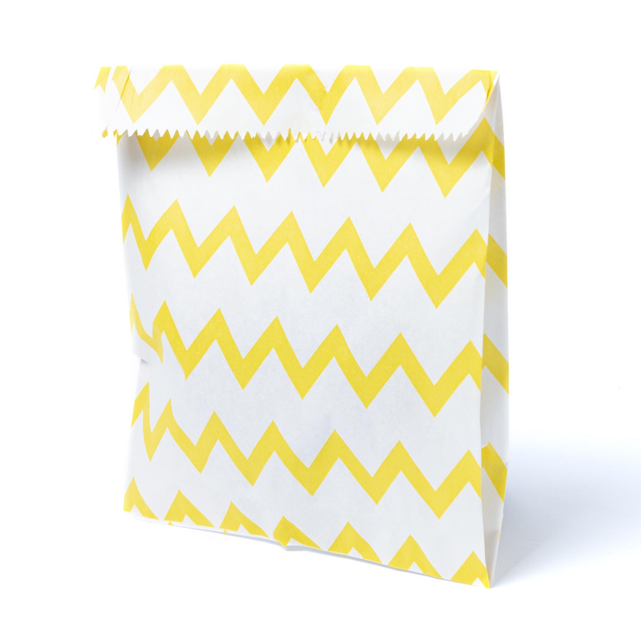 Пакет бумажный подарочный саше Eko-kraft 170х30х230 мм 100 шт. с желтыми зигзагами Белый