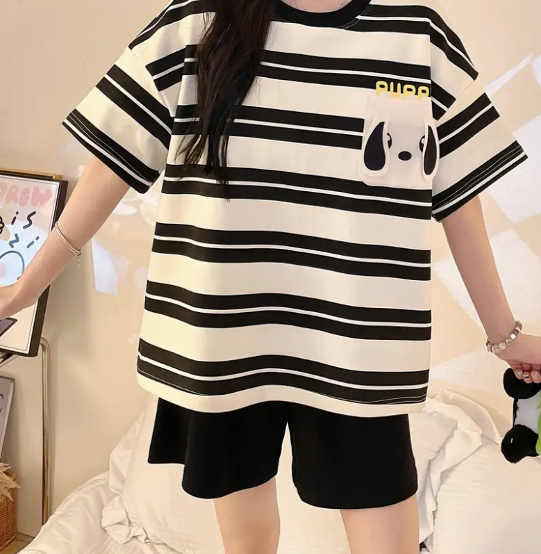 Пижама женская в полоску футболка/шорты | XXL (1315) Пижама женская в полоску футболка/шорты | XXL (1315)