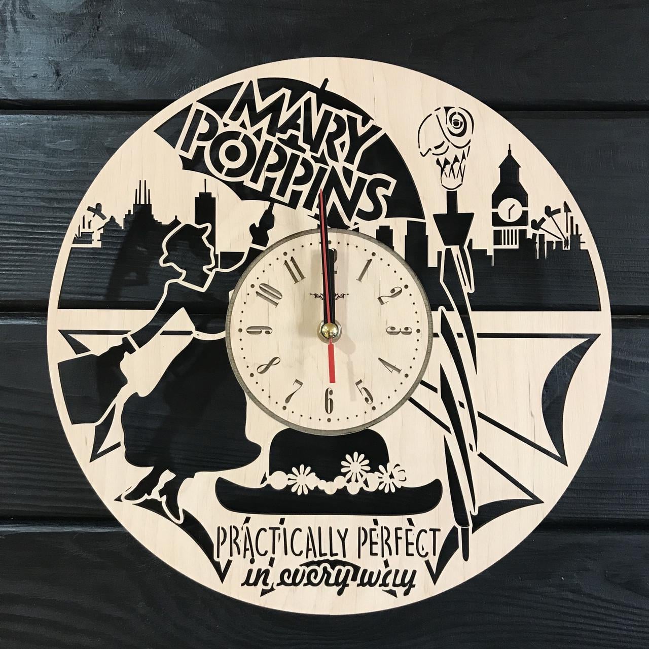 Часы настенные из дерева Мэри Поппинс