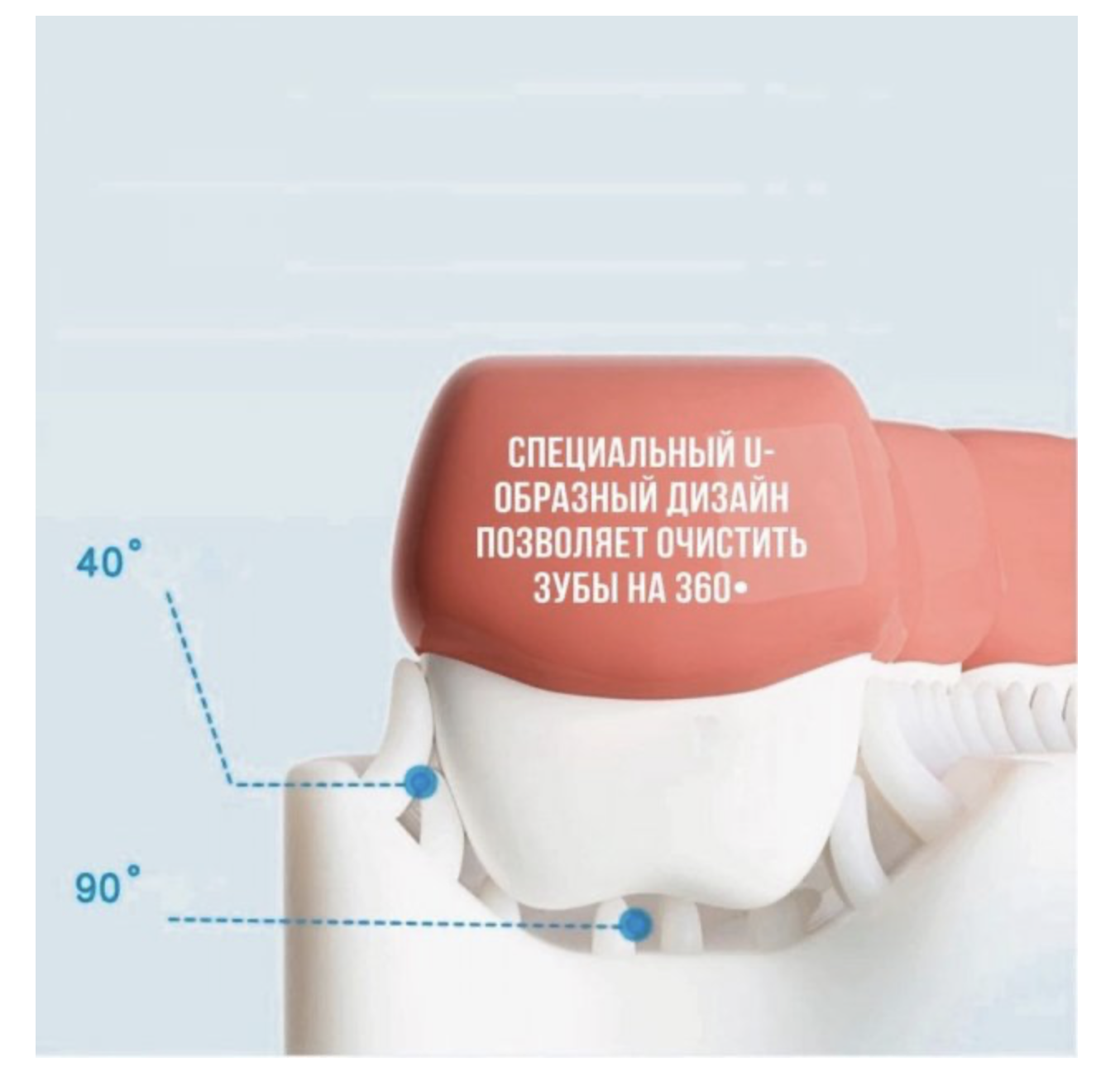 Дитяча U-подібна зубна щітка-капа 1-6 років Синій (UB1) - фото 3