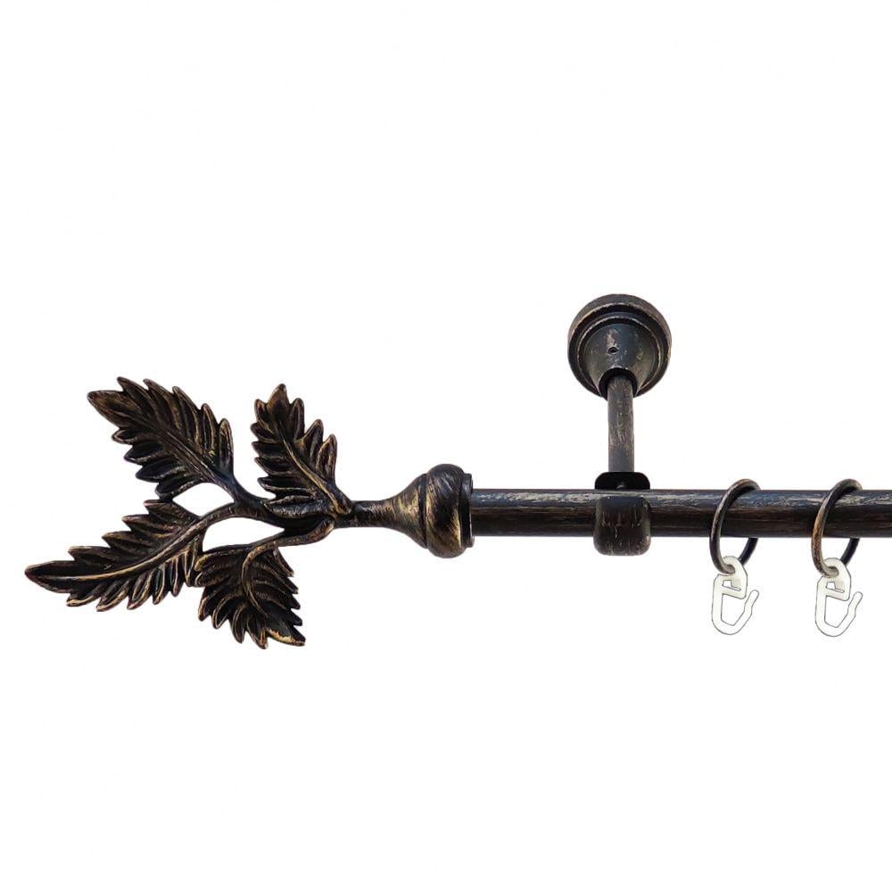 Карниз металевий Orvit Папороть однорядний відкритий/гладка труба/кільце металеве Чорне Золото 16 мм 160 см (5467988)