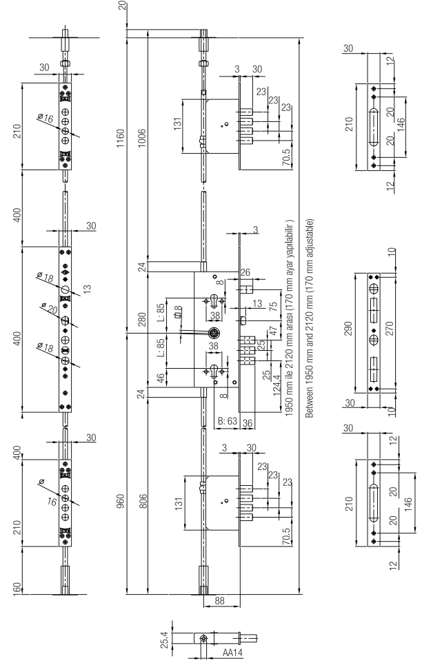 Замка Kale Kilit 256 мультисистемний тяги + 2 девіатори + зустрічні планки без накладок - фото 2