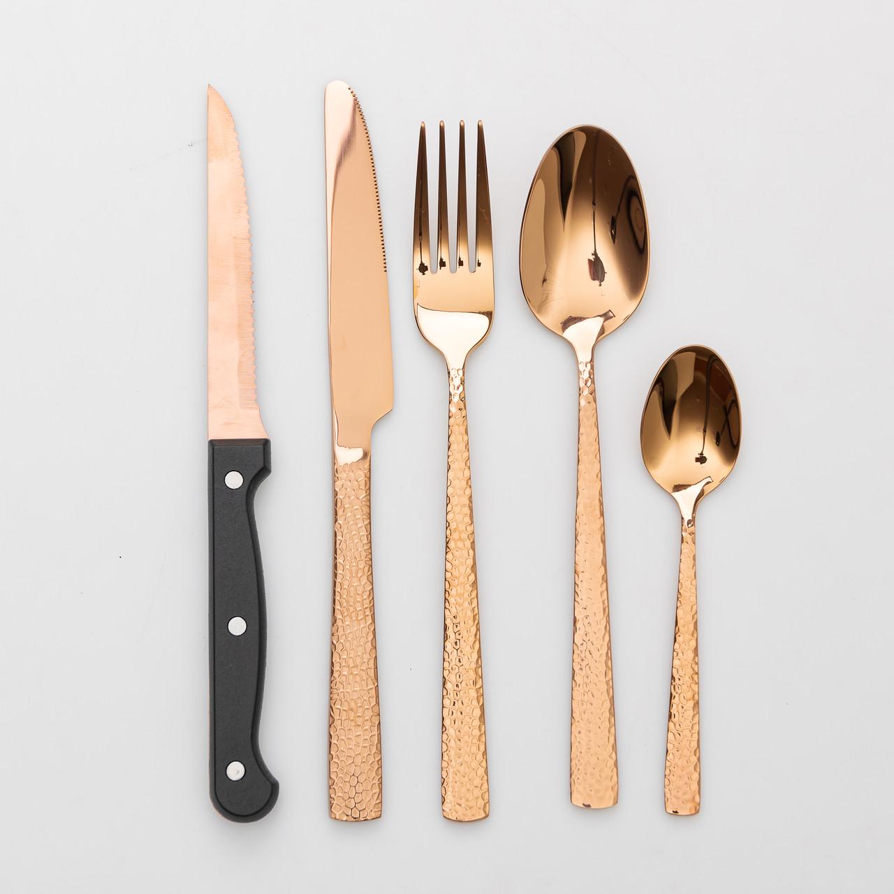 Набор столовых приборов на 6 персон 30 предметов с резьбой Бронзовый