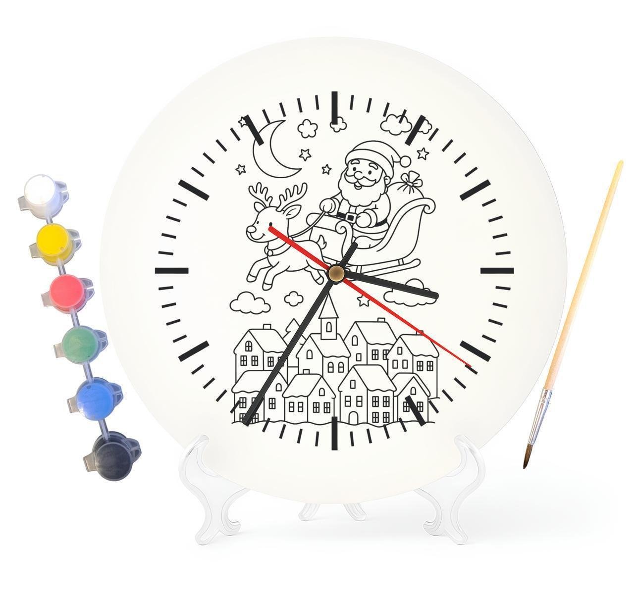 Детский набор для творчества часы раскраска Полет Санты Хо Хо Хо 30 см (Г0086)