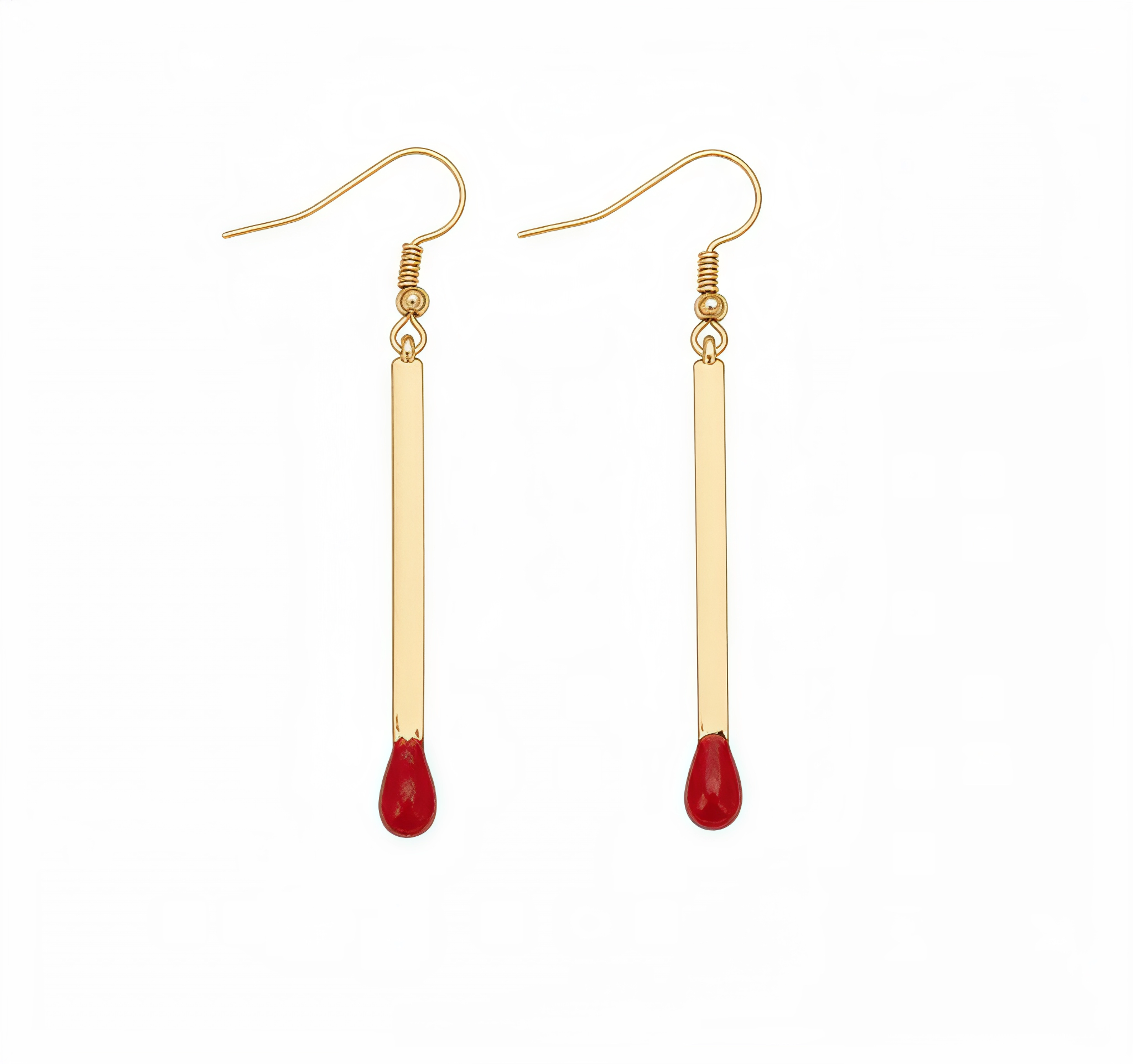 Серьги-подвески Спичка Золотистый/Красный (2817924341)