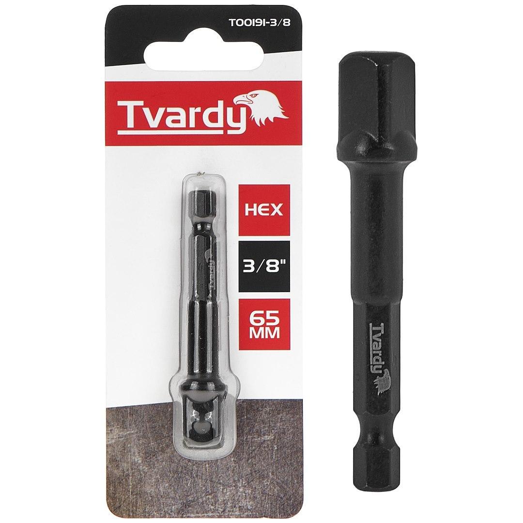 Адаптер ударний біти Tvardy Hex E6,3 1/4" на тримач торцевої головки 3/8" 65 мм (T00191-3/8) - фото 3 Адаптер ударний біти Tvardy Hex E6,3 1/4" на тримач торцевої головки 3/8" 65 мм (T00191-3/8) - фото 3