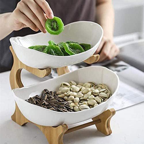 Ваза для фруктів керамічна Moolo двоярусна з дерев'яною підставкою Білий (DR015375) - фото 4 Ваза для фруктів керамічна Moolo двоярусна з дерев'яною підставкою Білий (DR015375) - фото 4