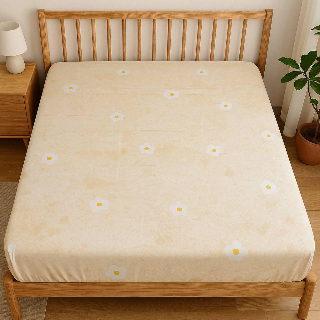 Простынь на резинке Ромашка из сатина 180х200 см (S-36-3B/x180) Простынь на резинке Ромашка из сатина 180х200 см (S-36-3B/x180)