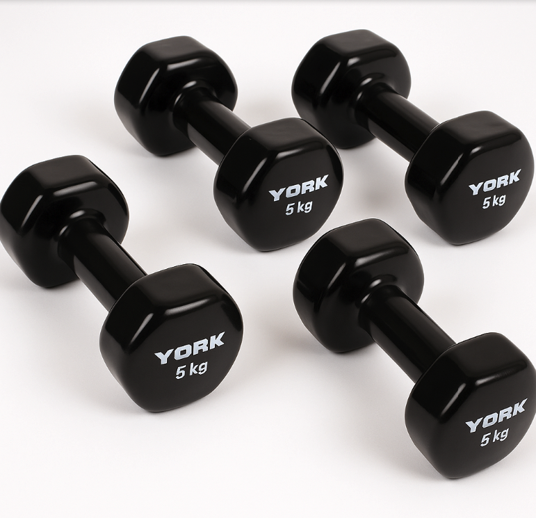 Гантелі для фітнесу York Fitness вінілові круглі 2х5 кг Чорний (28524759) - фото 4 Гантелі для фітнесу York Fitness вінілові круглі 2х5 кг Чорний (28524759) - фото 4