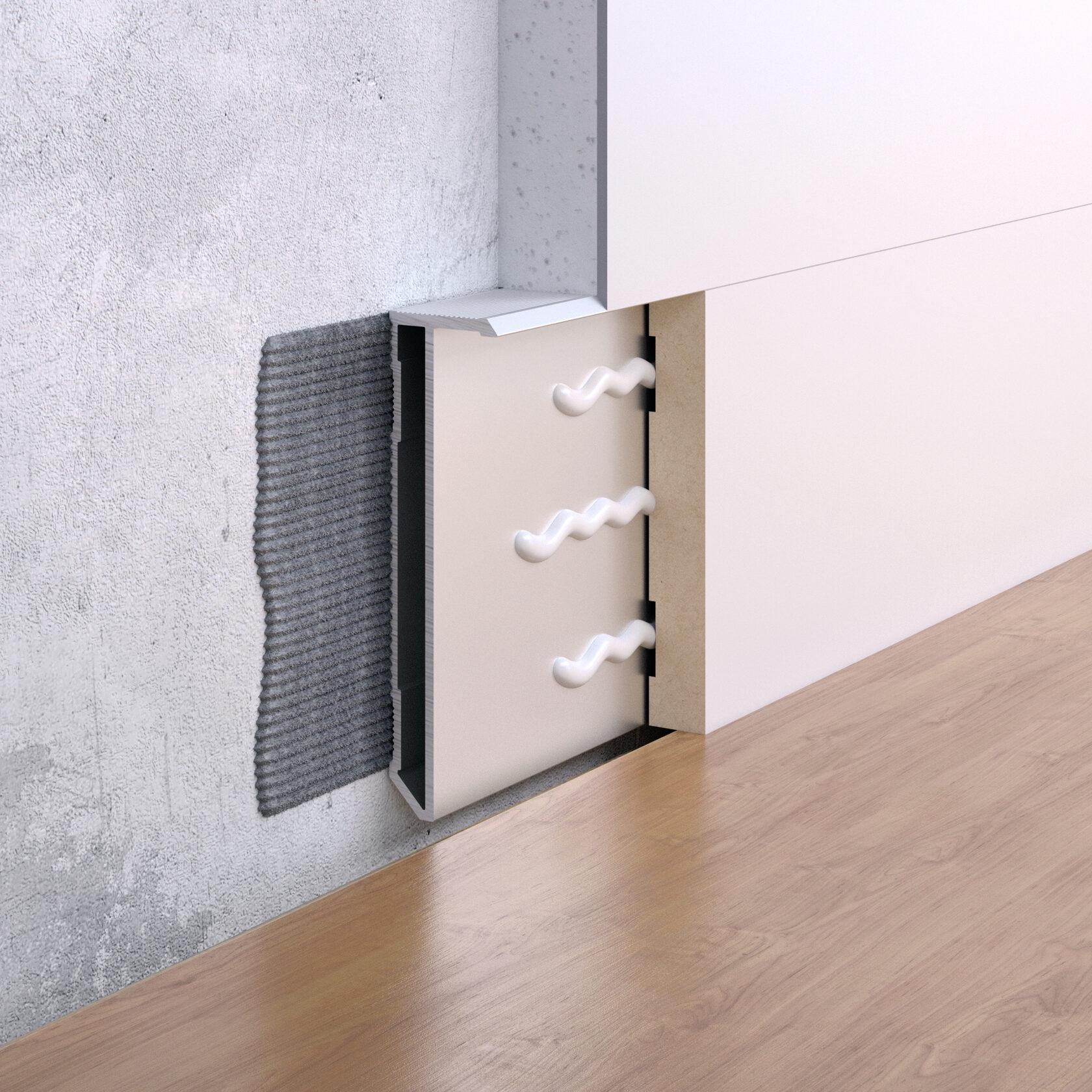 Плинтус скрытого монтажа FSPRO S958 анодированный алюминиевый 2,5 м Серебряный (F1.S958A)