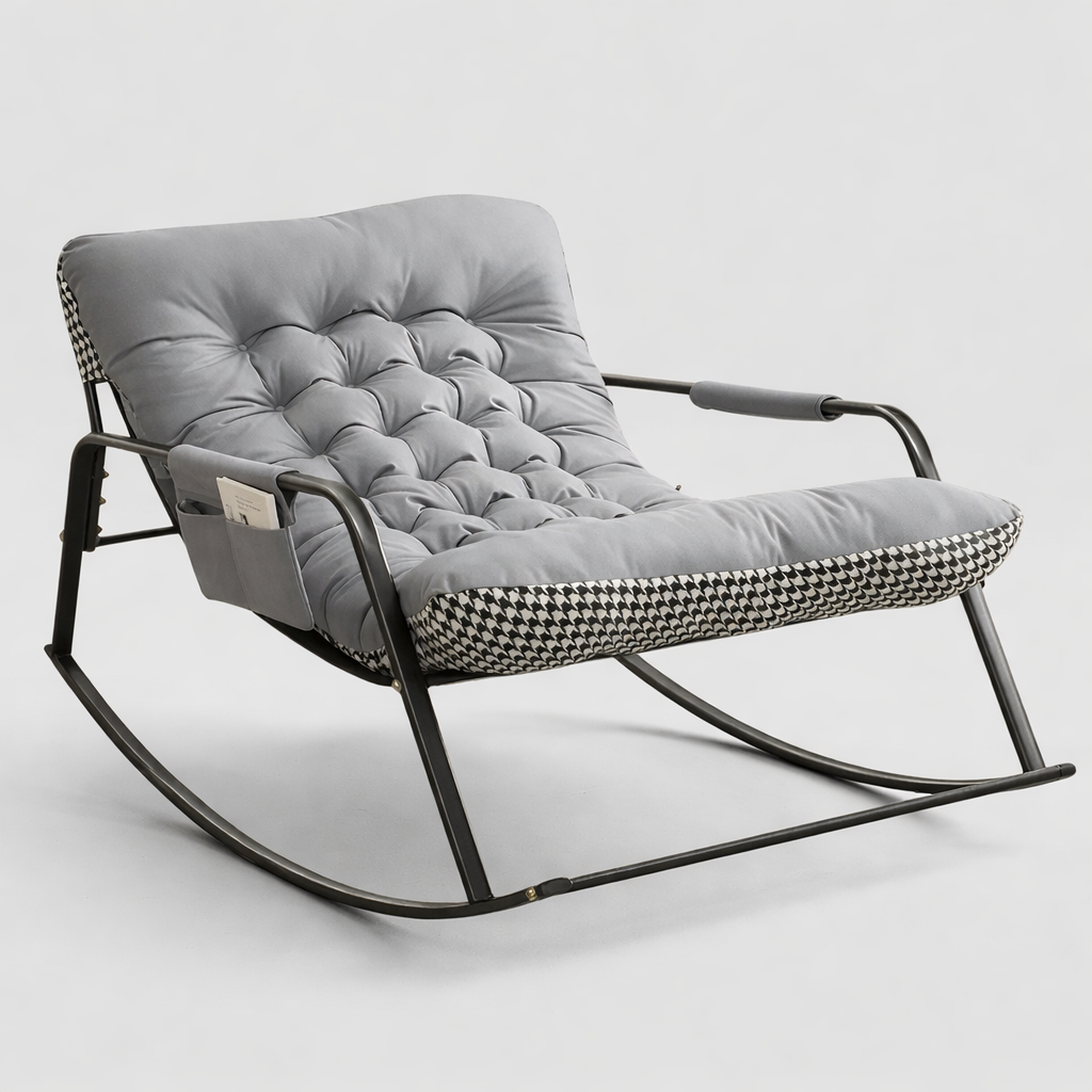 Кресло-качалка-кровать с подушкой и металлическим каркасом KRK-89 80х92х58 см Серый (33703043)