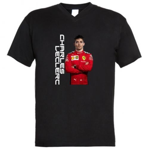 Футболка мужская с V-образным вырезом F1 Charles Leclerc L Черный (12682235-2-181302-L)