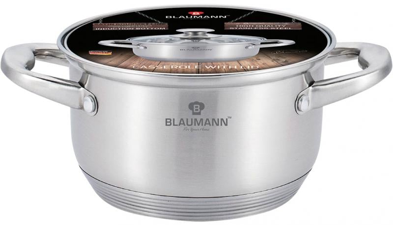 Каструля Blaumann Gourmet 7,6 л Ø 26х15,5 см з нержавіючої сталі зі скляною кришкою (BL-3321) - фото 2